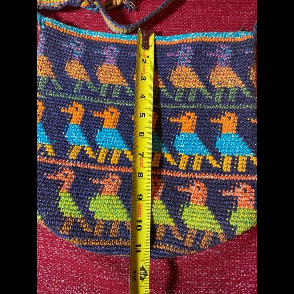 Handmade hobo purse crossbody knitted crochet 12x12 - Picture 9 of 10